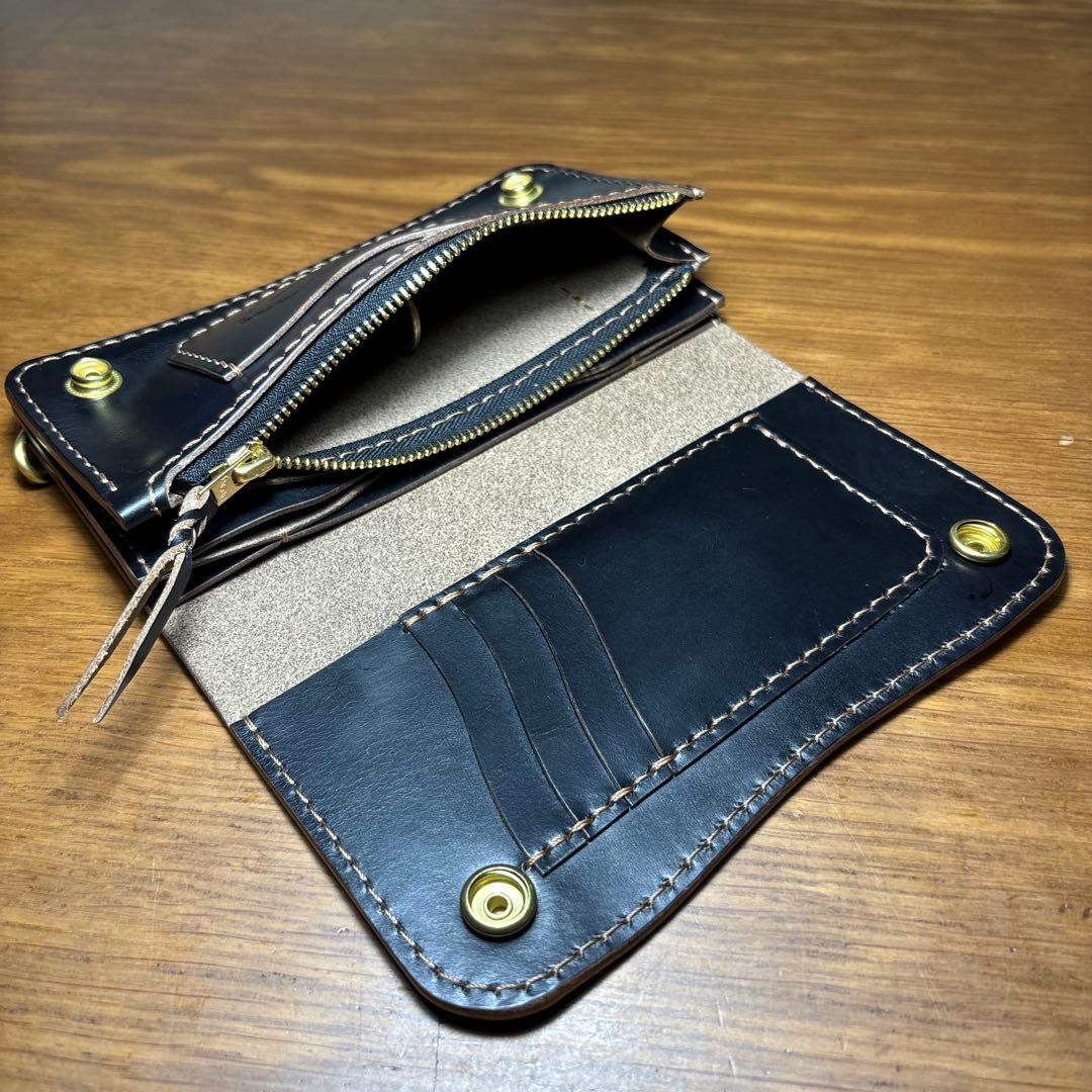 ひろひー　ロングウォレット 3層タイプ　カードポケット4つ　糸ベージュ