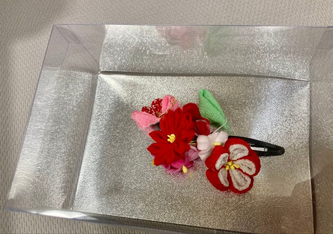 七五三 3歳正絹着物　被布セット　紅一点　花柄