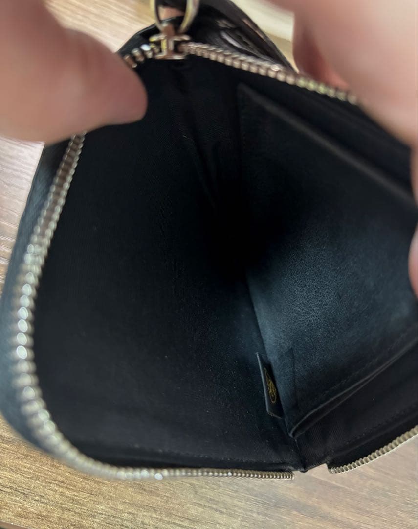 東京クロコダイル　スモールクロコダイルマットL字ファスナーミニ財布　ブラック