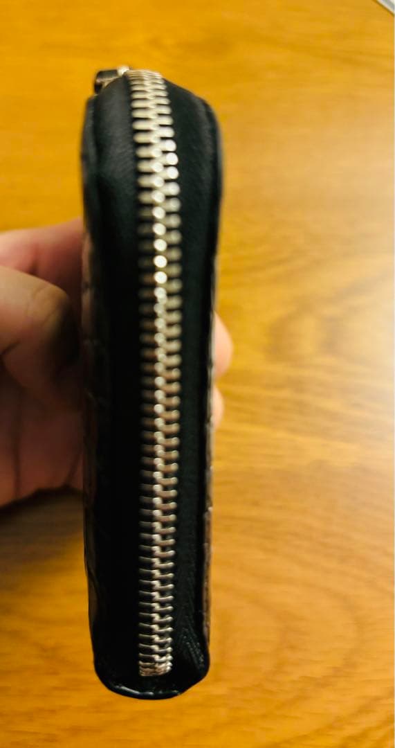 東京クロコダイル　スモールクロコダイルマットL字ファスナーミニ財布　ブラック