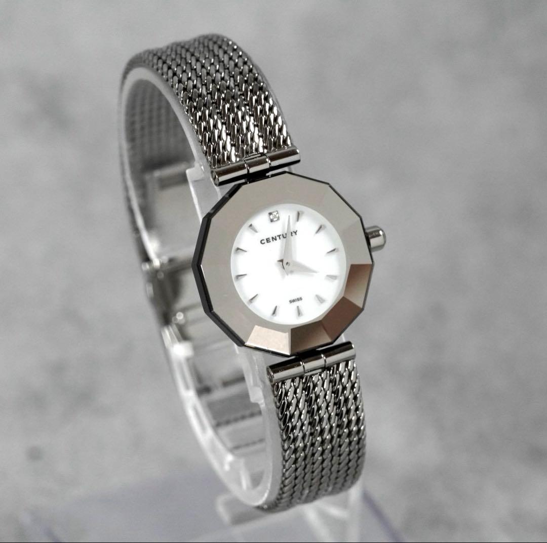 極美品 CENTURY センチュリー タイムジェム 2針 1pダイヤ 腕時計