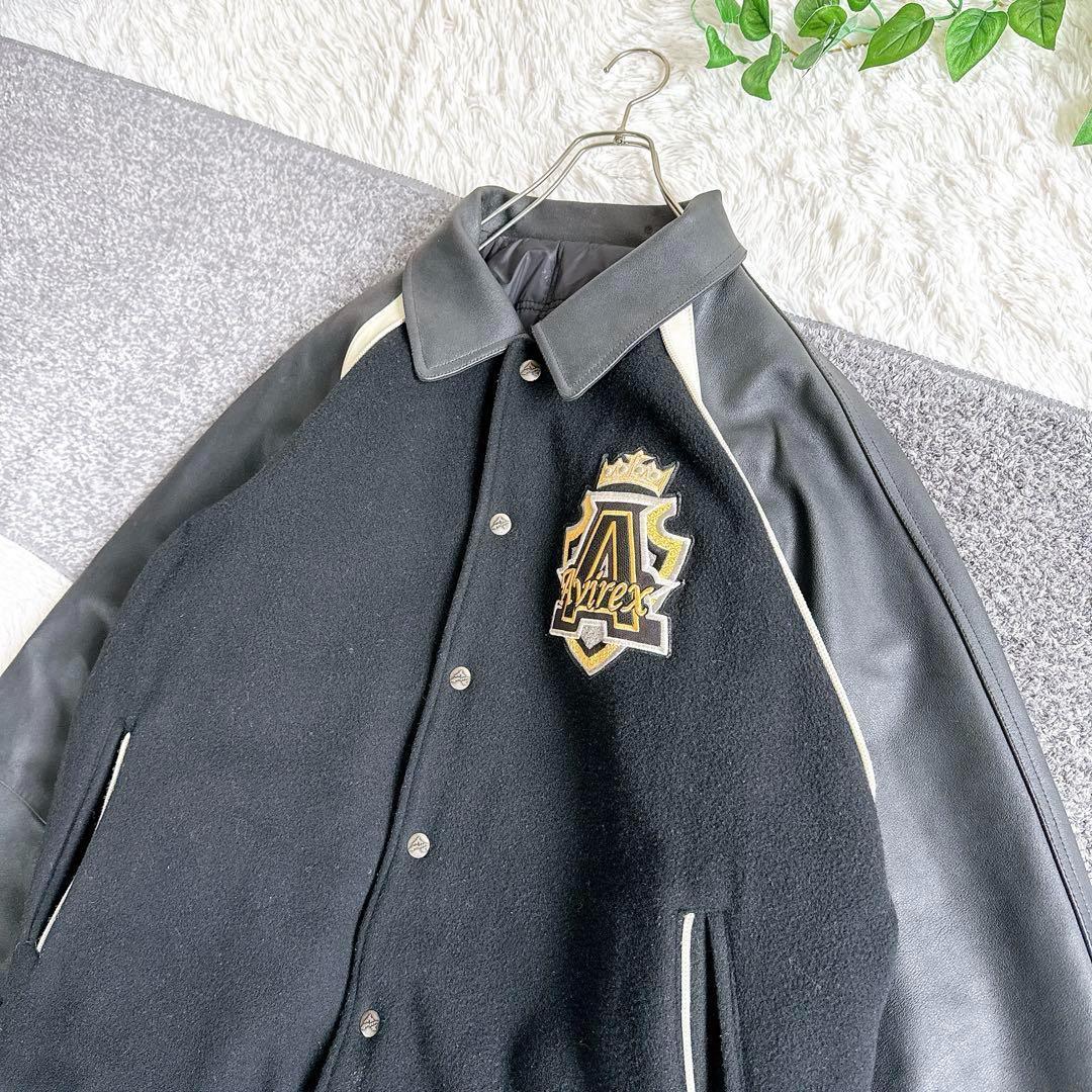 アビレックス　スタジャン　両面デザイン　y2k 袖レザー　中綿　リバーシブル