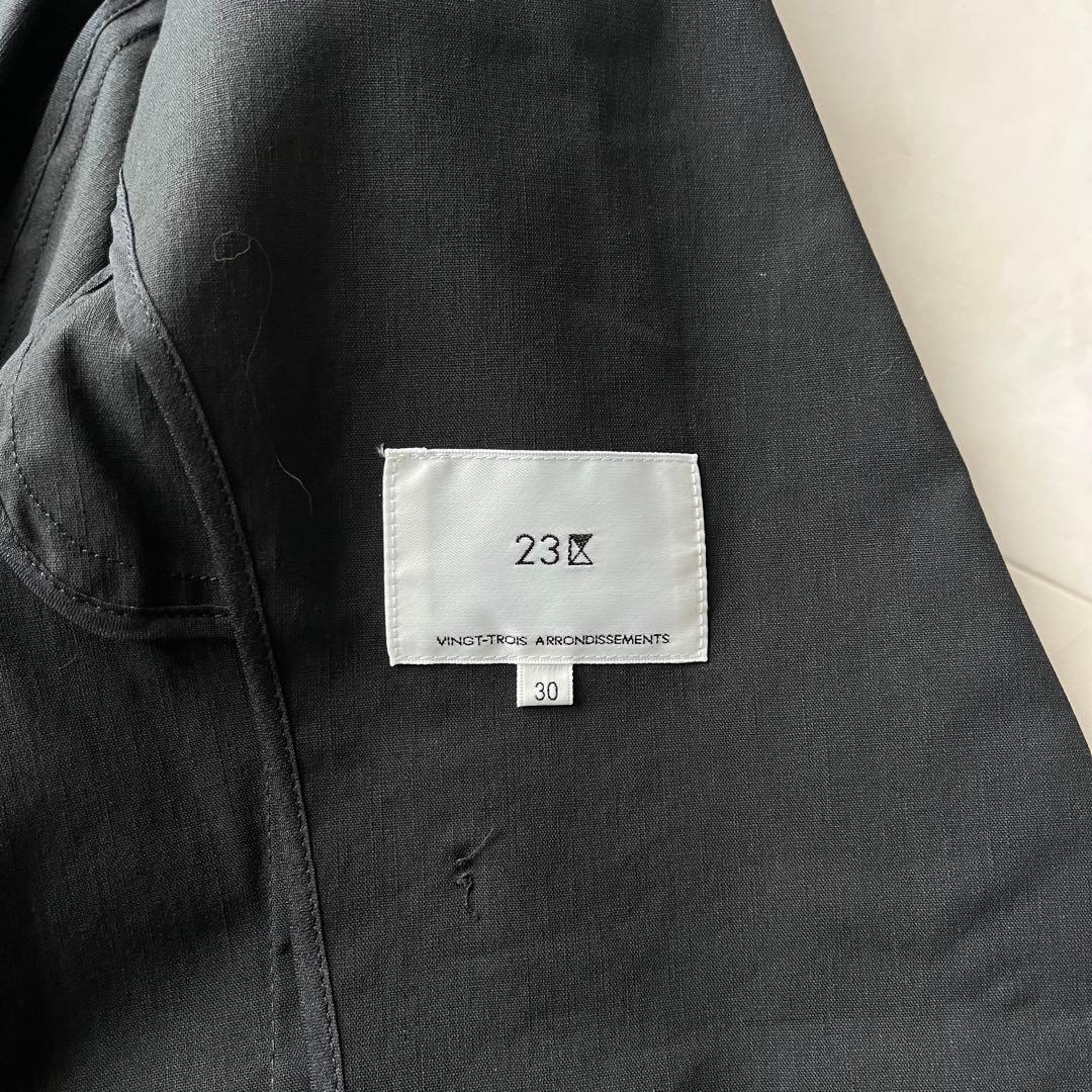 23区 コットンリネンダブルブレストストレッチセットアップ　黒　30