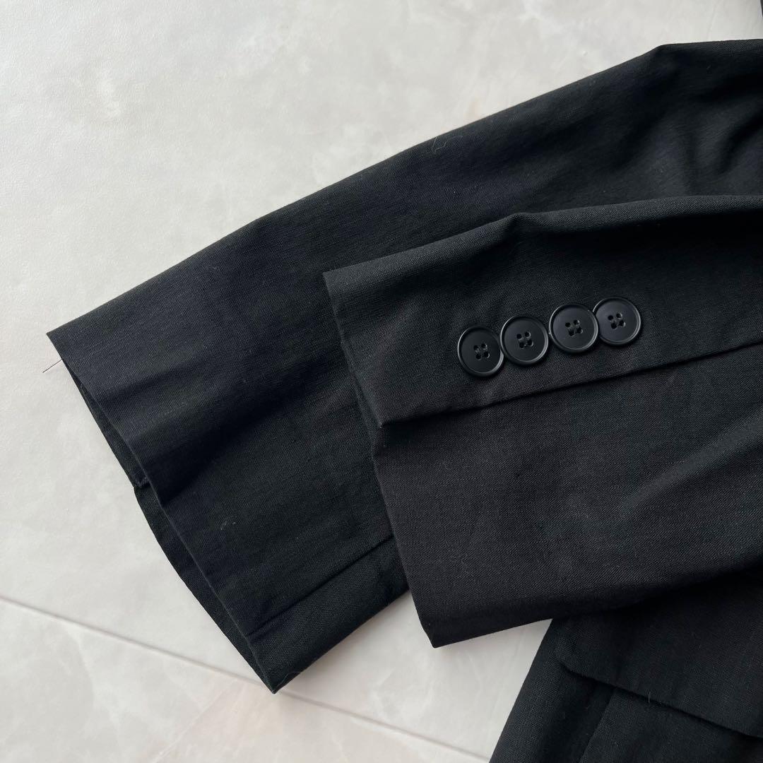 23区 コットンリネンダブルブレストストレッチセットアップ　黒　30