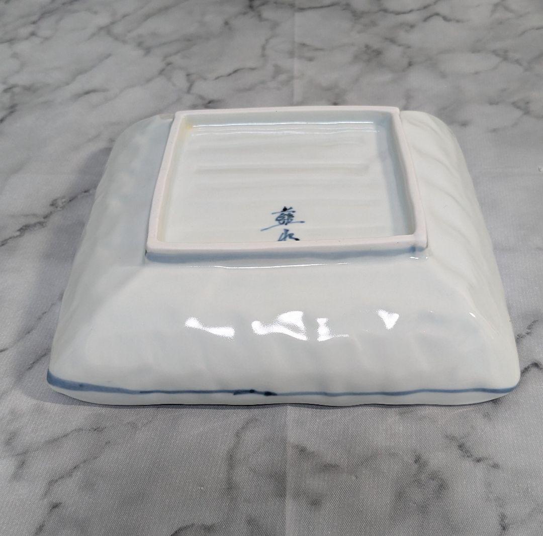 波佐見焼　藍水　角皿