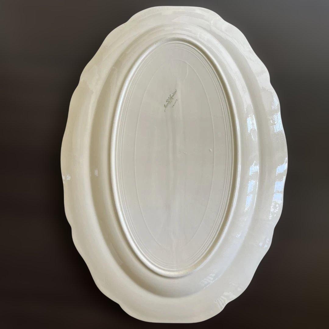 【レア】フランスアンティーク サルグミンヌ 花リムオーバル 大 約37.6cm