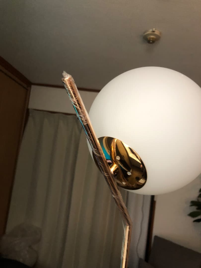 ガラスボールフロアランプ ピンクゴールド　ミッドセンチュリー　154cm