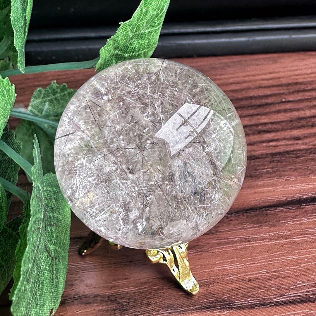 【風水 浄化 開運 】レインボー☆シルバールチルクォーツ丸玉 天然石A1294