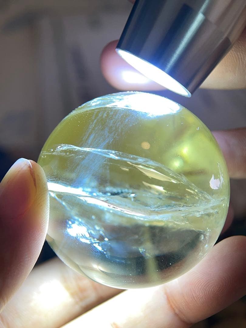 ブラジル産　超稀少 青光　シリトン丸玉　ボール　45mm