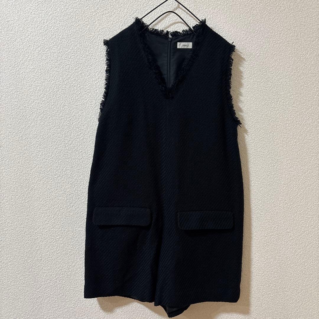 極美品　人気完売品　イエナ　ツィードコンビネゾン　オールインワン　黒