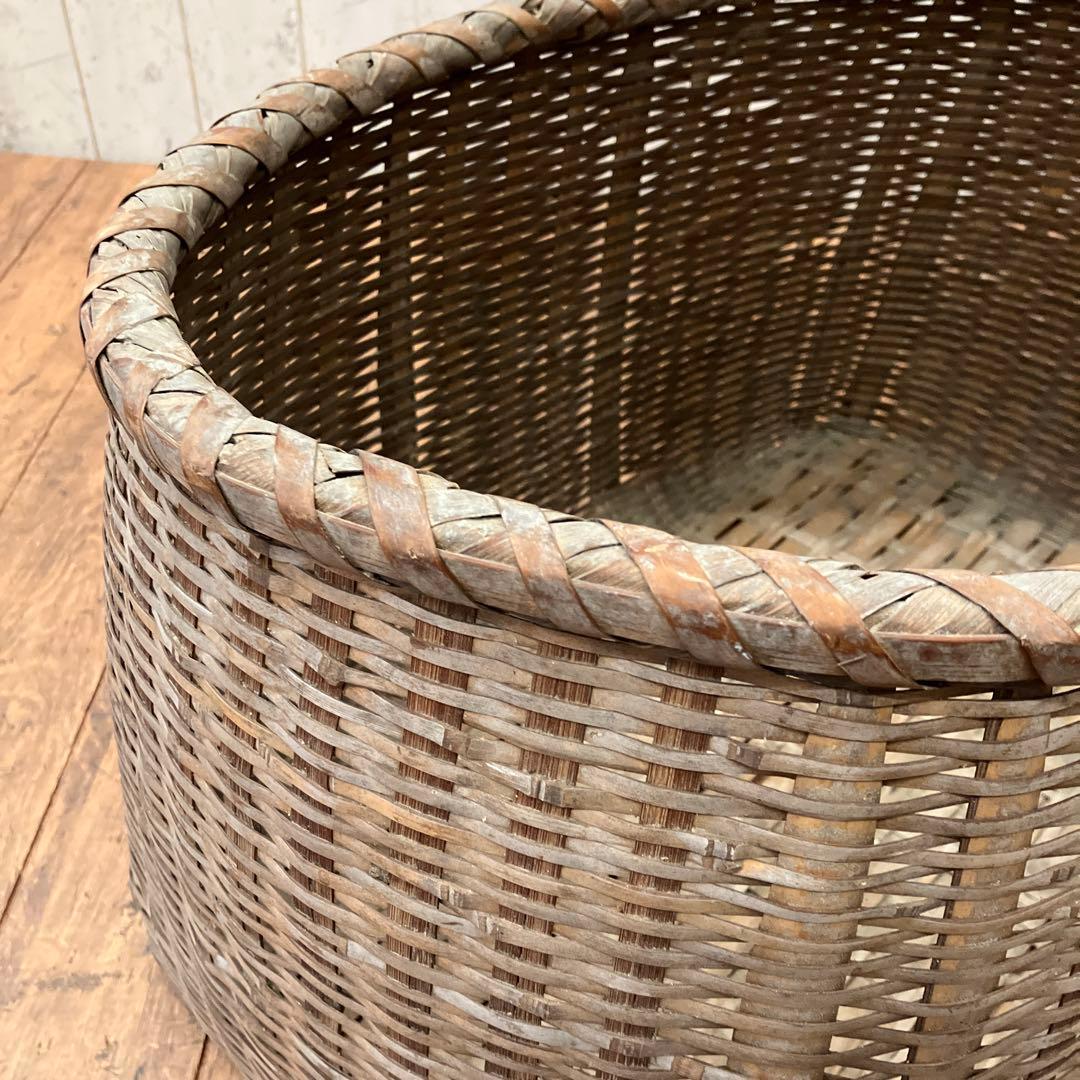 昭和レトロ 竹籠 竹かご 竹細工 竹編み 竹製 バスケット 収納バスケット