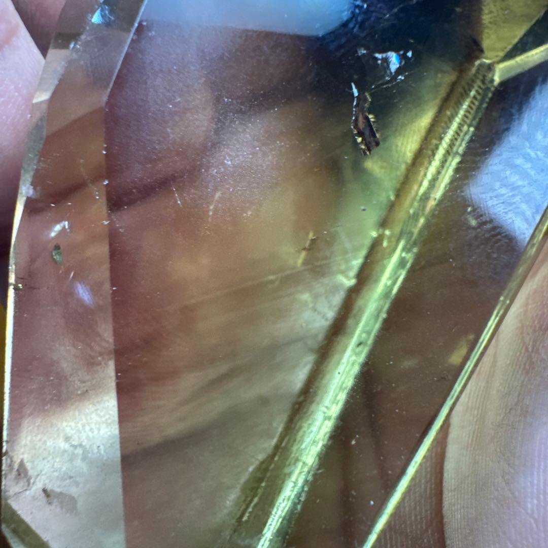 【極上品】スモーキーシトリン　ファントム　ポリッシュポイント 磨き石　置物