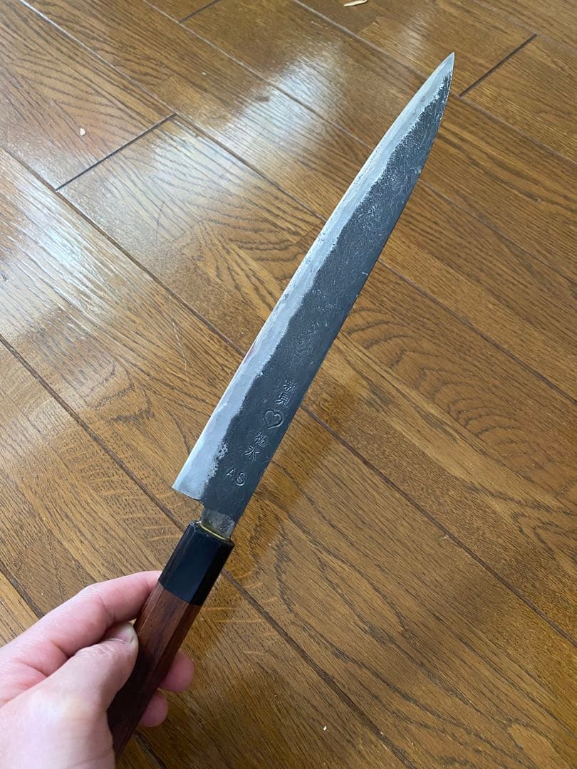 Bobby Widjaya様専備中手打ち鍛冶 青紙スーパー鋼 柳刃包丁刃渡り8寸