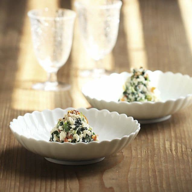 京都 たち吉 菊寿 白菊 菊割 白磁 菊割皿 中皿 深皿 銘々皿 5客揃