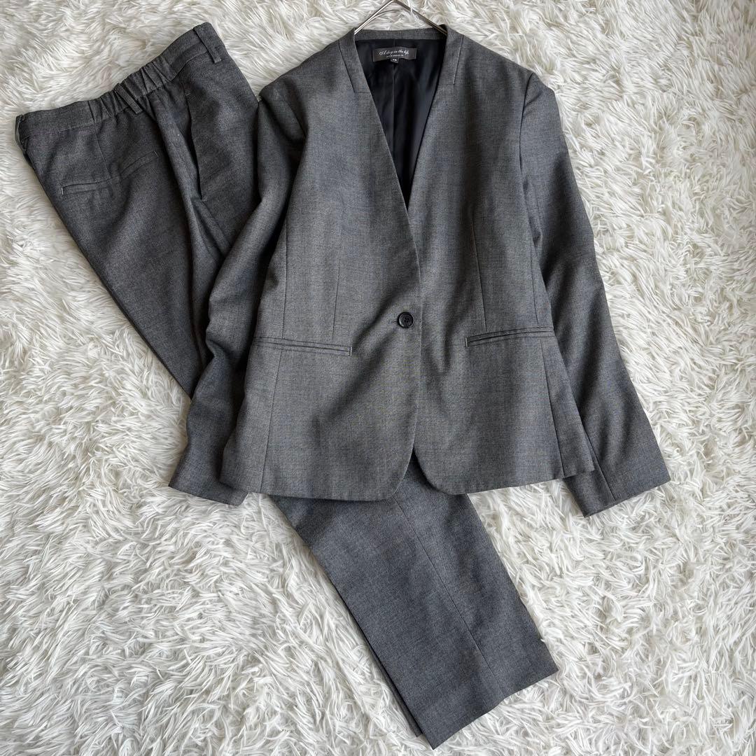 【美品】 UNITED ARROWS ノーカラー セットアップ　グレー　38