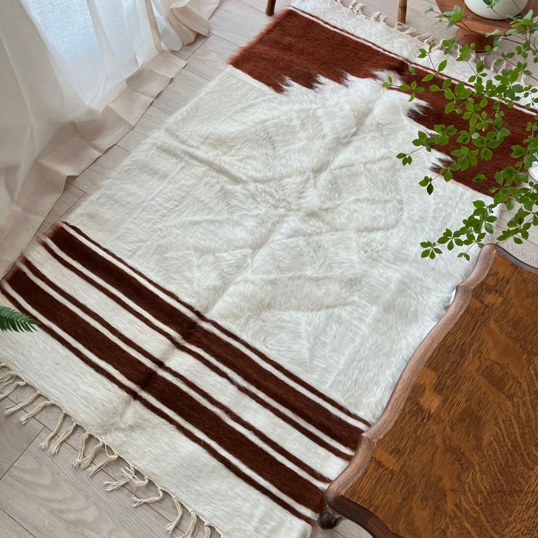 新品✳︎wool100％　チョコ　ミルキー　バッターニエ　トルコヴィンテージラグ