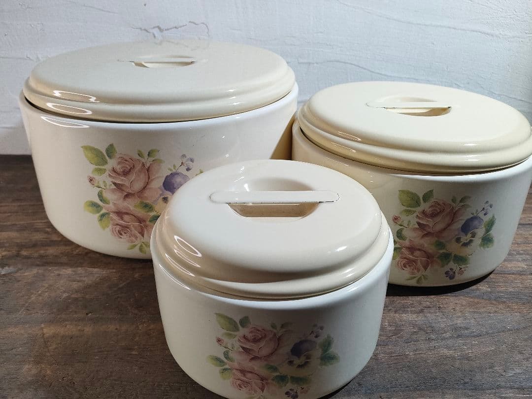 イマン イザベラ 丸缶 SML 3個 キャニスター ホーロー保存容器 未使用