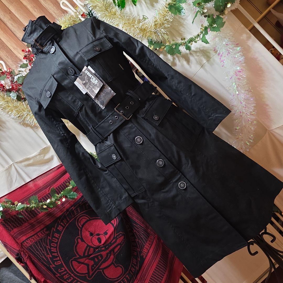 ぽっぷくん新品未使用タグ付ヒスグラコトン100ベンタイルブラクベルトコート