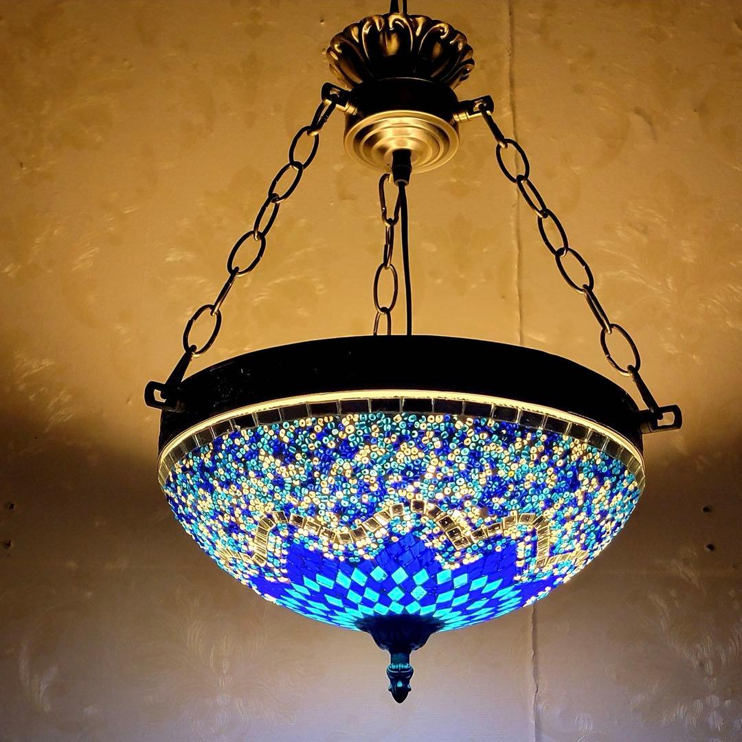 引掛けシーリング用 青と多色のモザイクペンダントライト