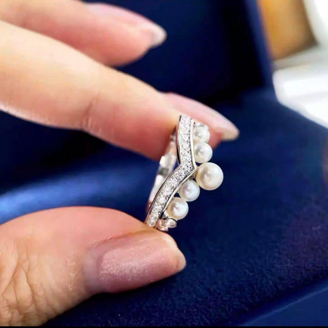 【高品質】✨パール王冠✨モアッサナイトリング D0.01ctリング