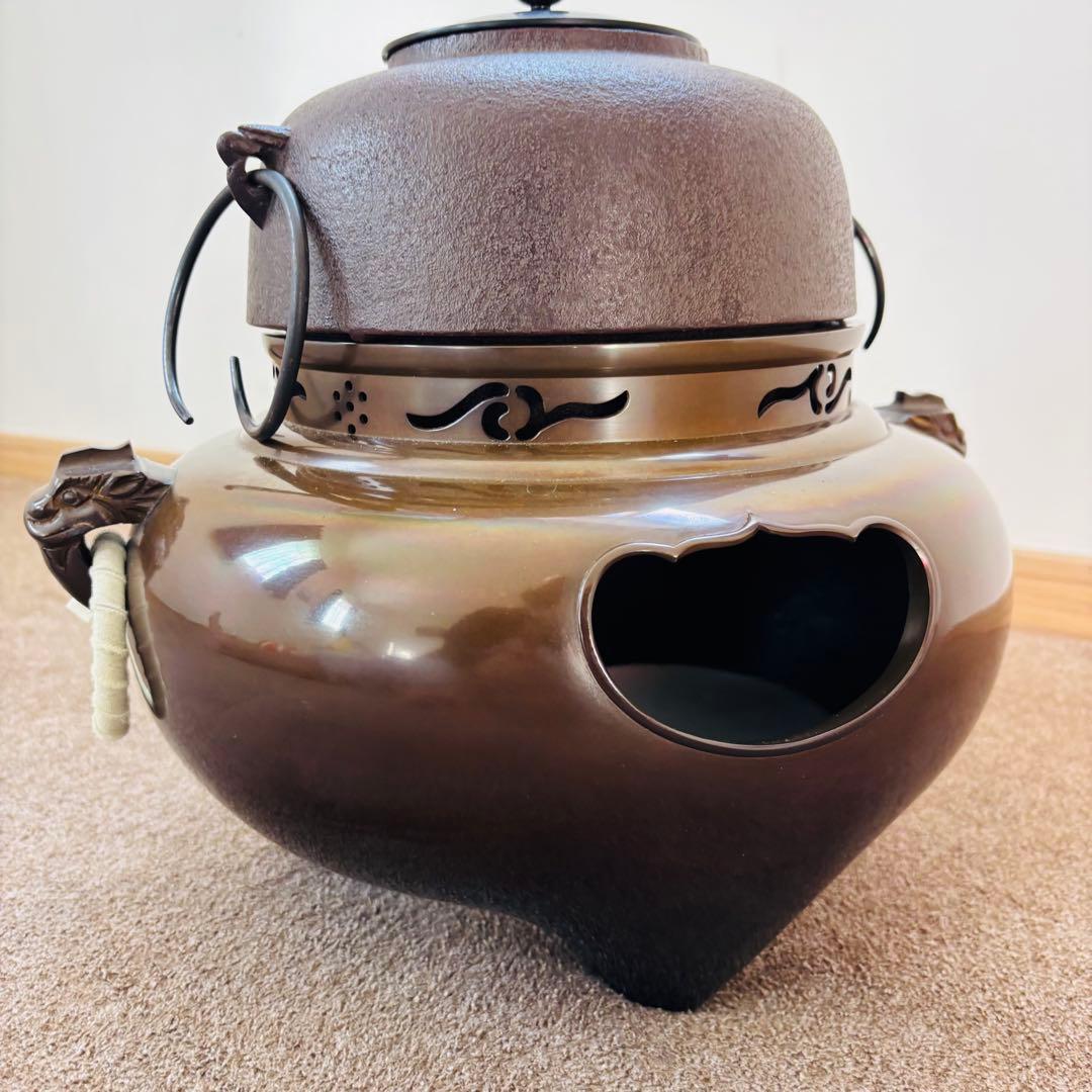 美品　人間国宝　高橋敬典　茶釜　唐津鬼面風炉　香峰　茶道具　風炉釜　茶の湯釜