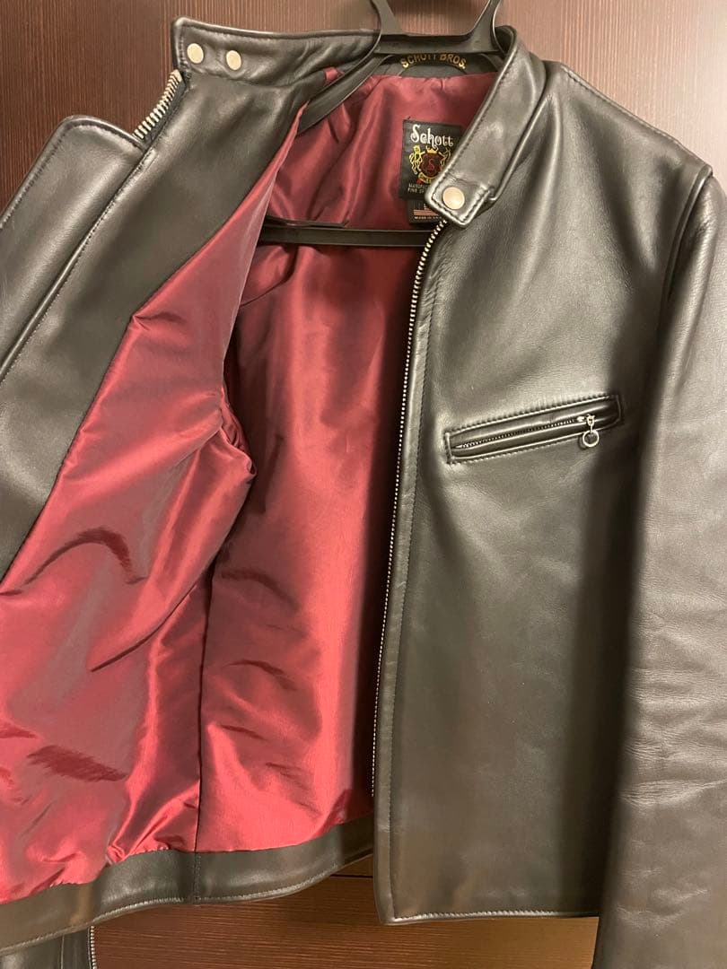 ◆【超美品】schott 641XX ブラックUSA製シングルレザーJKT 36