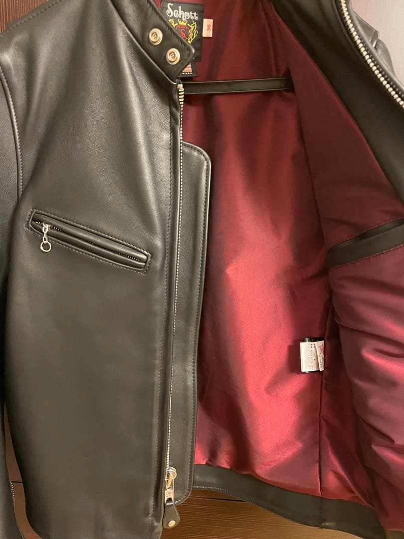 ◆【超美品】schott 641XX ブラックUSA製シングルレザーJKT 36