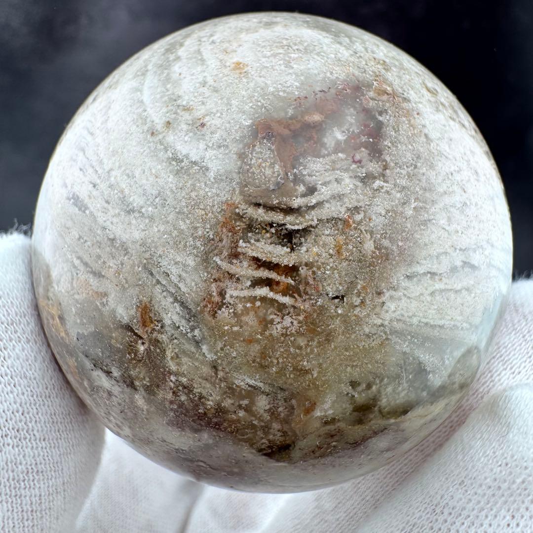 M-30虹入り層状ガーデンクォーツ丸玉 スフィア 庭園水晶 天然石 58.7mm