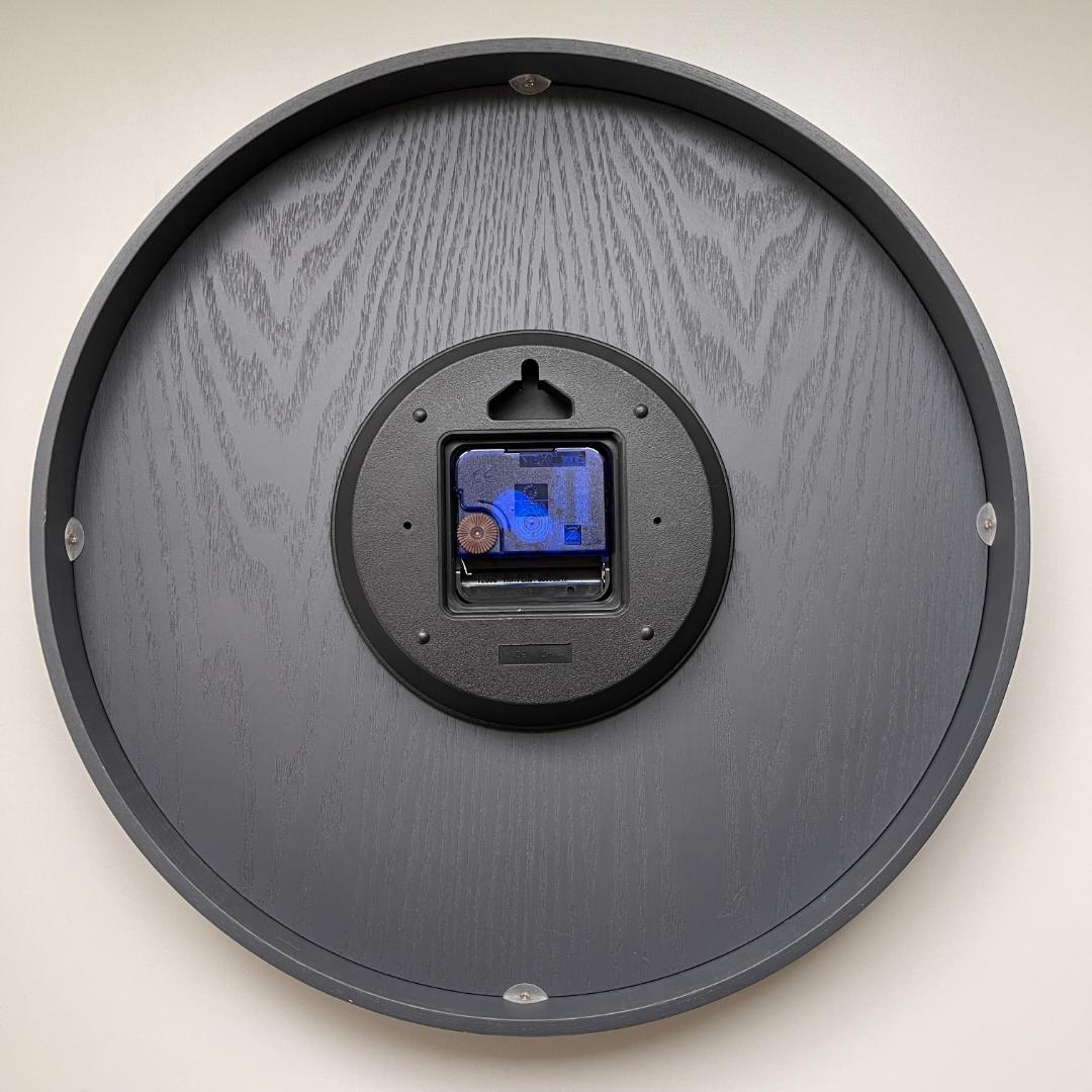 【送料込】NEXTIME ウッドウッドミディアム 壁掛け時計(グレー) 35cm