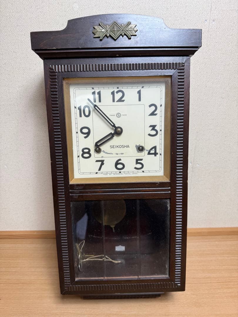 SEIKOSHA木製掛時計 振り子付き