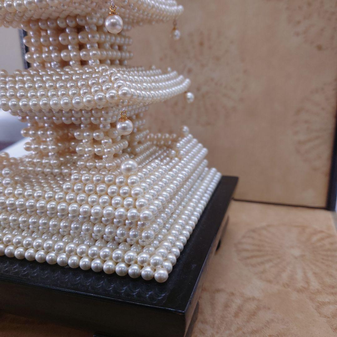 真珠　五重の塔 　 アコヤ　パール 　ケース付　置物 　五重塔 　インテリア