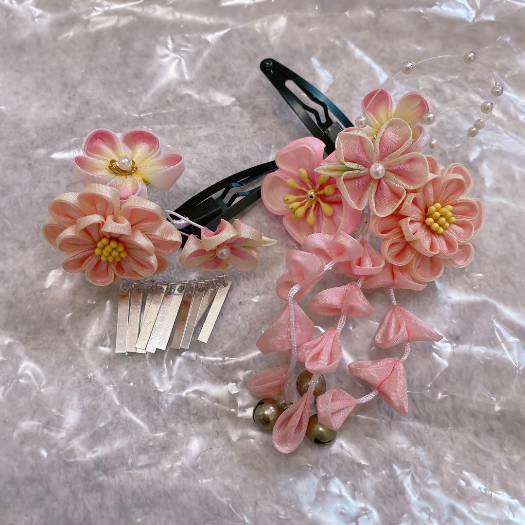 七五三 5歳 6歳 アンティーク 着物 作り帯 小物 髪飾り フルセット