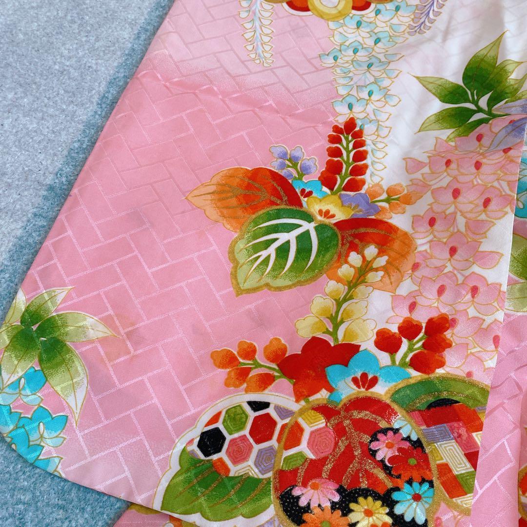 七五三 5歳 6歳 アンティーク 着物 作り帯 小物 髪飾り フルセット