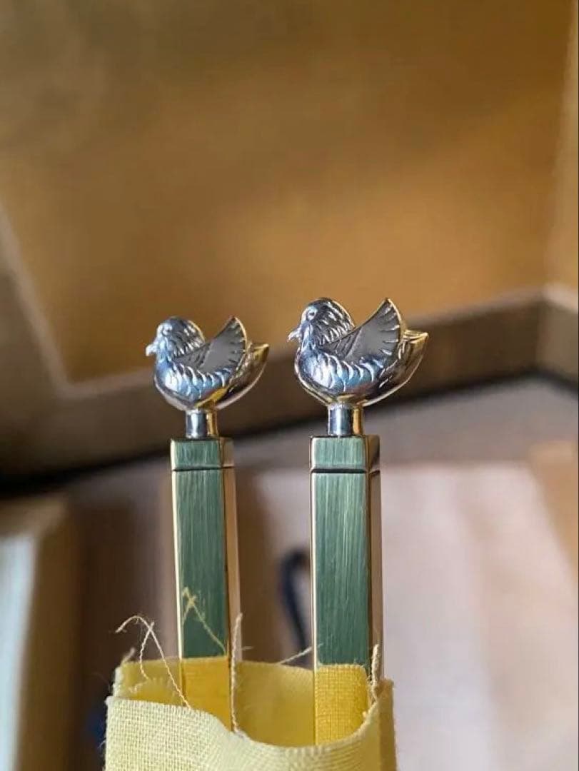 南鐐　鳥頭　飾火箸　金森紹栄氏作