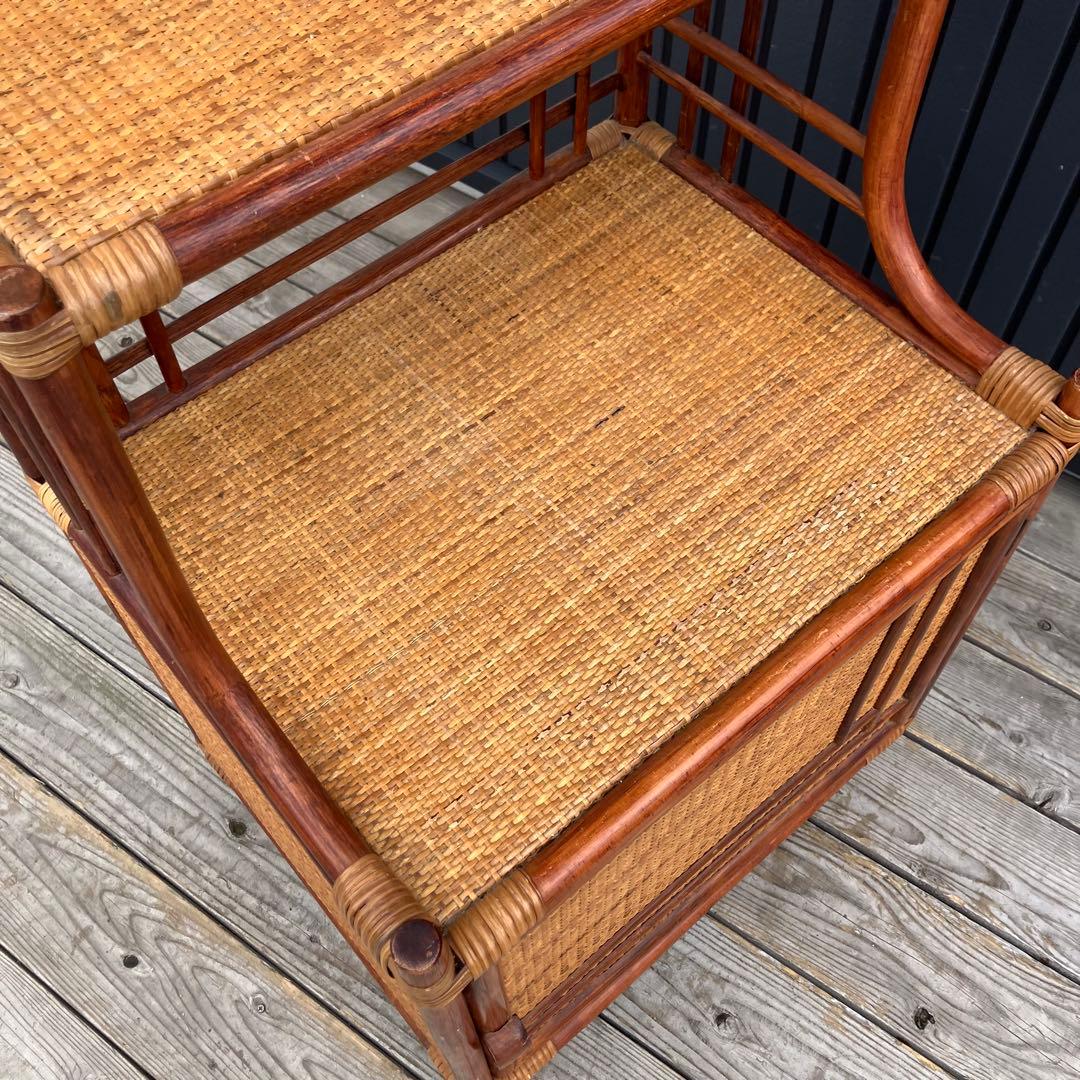 昭和レトロ ラタンサイドボード 電話台 コールキャビネット 飾り棚 古家具