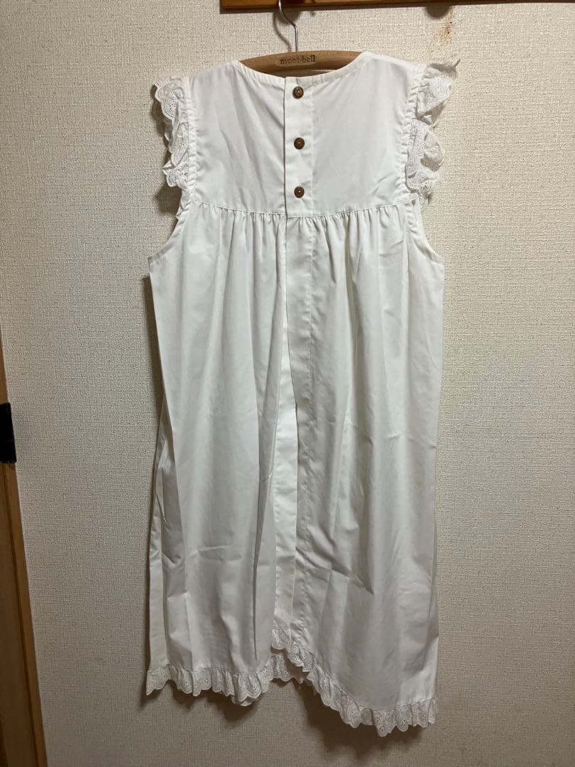 さえら エプロンドレス オフホワイト 日本製 カフェ メイド オーバードレス