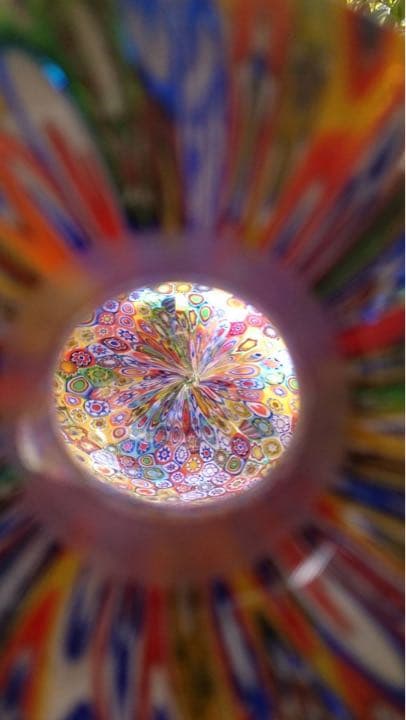 ムラーノ ベネチアン ミルフィオリ 金彩のデキャンタ 花瓶