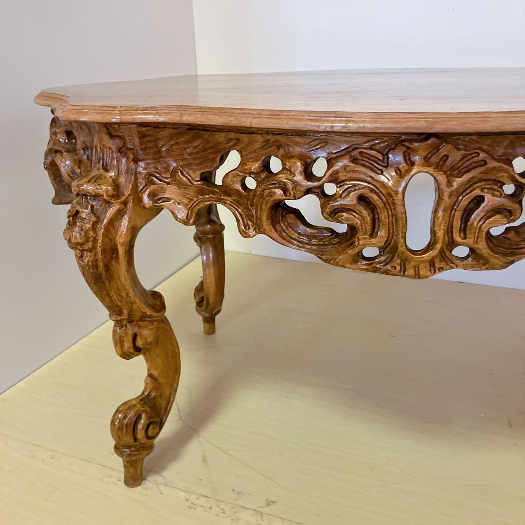 イタリア家具　アンティーク　ローテーブル　ダイニングテーブル　猫脚　ロココ調