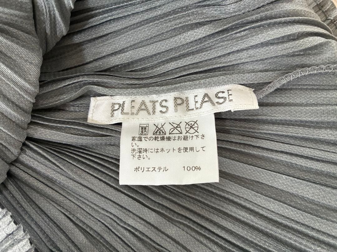 プリーツプリーズ　ハイネック　半袖カットソー　3　ライトグレー