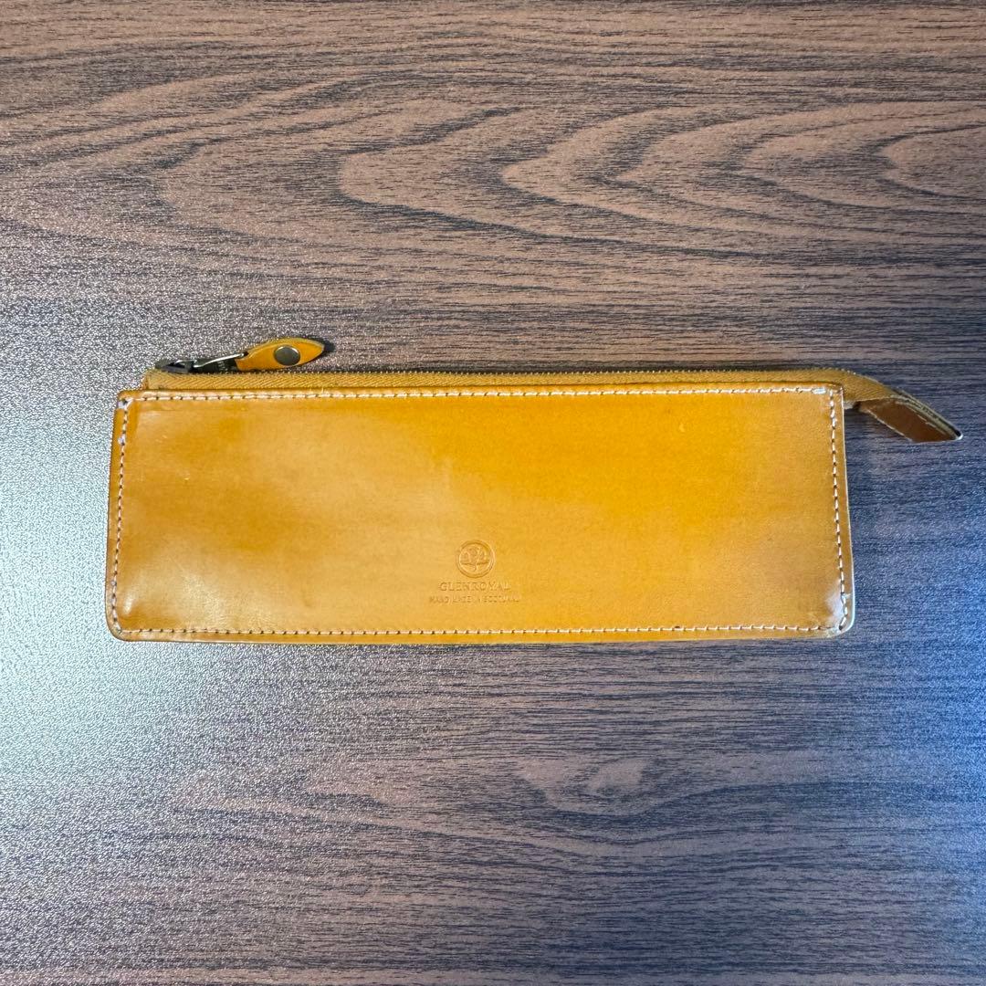 【美品】グレンロイヤル 本革ペンケース イエロー