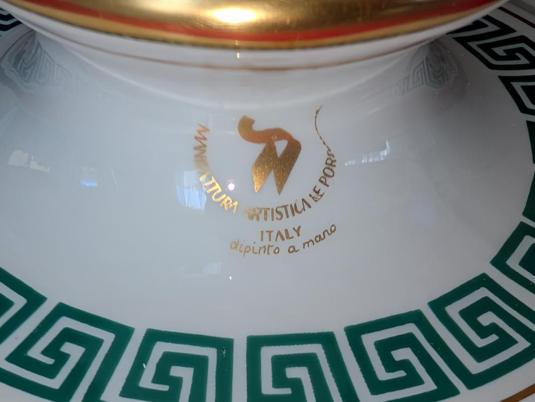 イタリア　工房　ギリシャ雷文様　花瓶