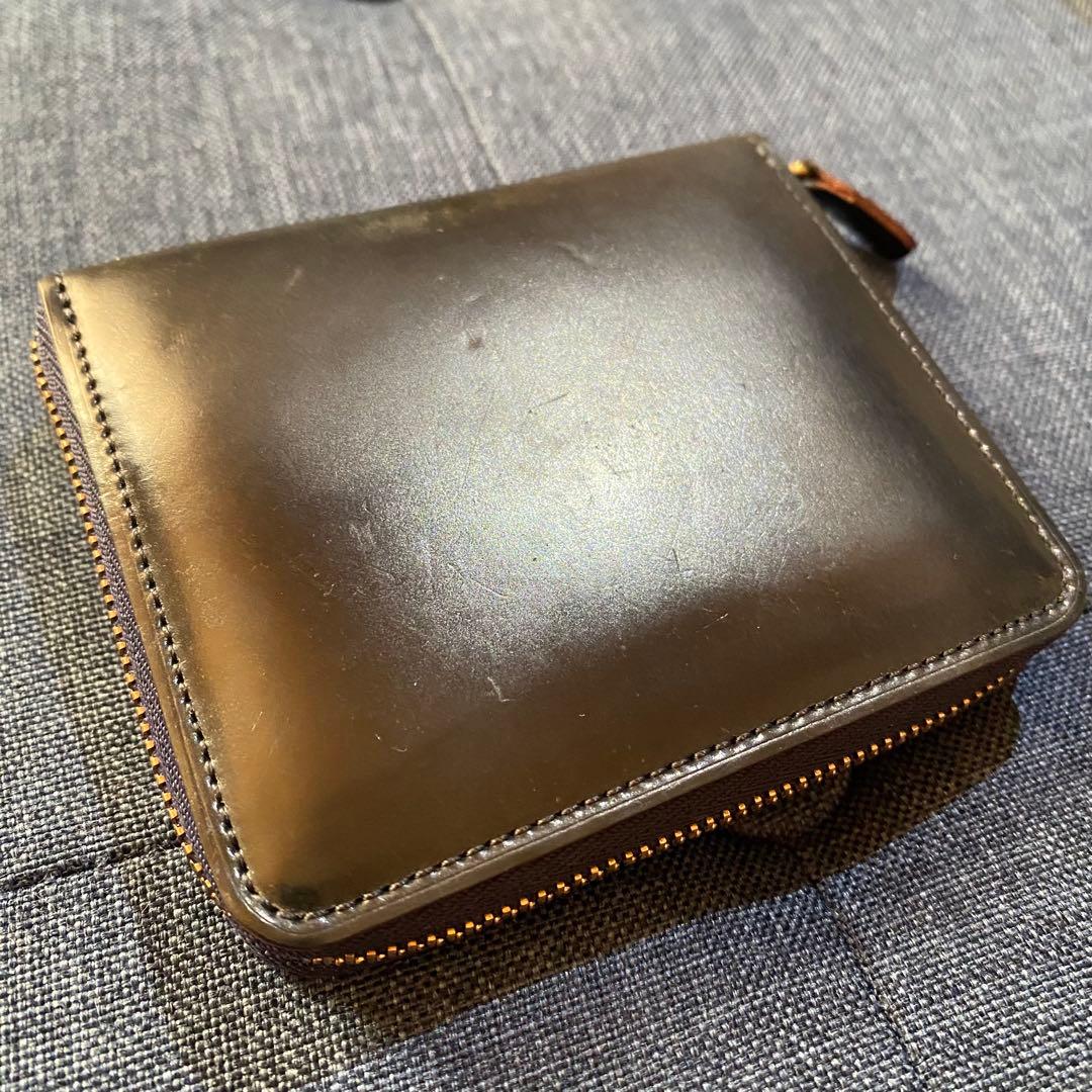 GANZO大阪限定 コンパクトジップウォレット　ネイビー×タバコ　コードバン