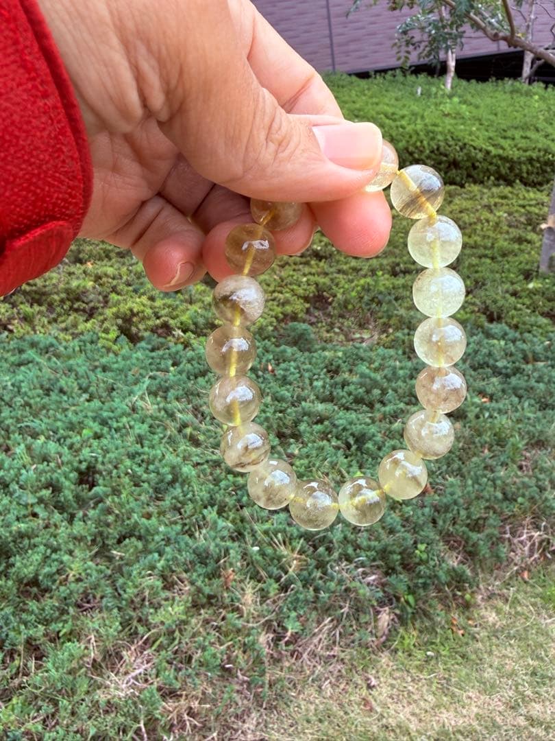 希少◇ブラックファントム入り リビアングラス　11.5mm　ブレスレット