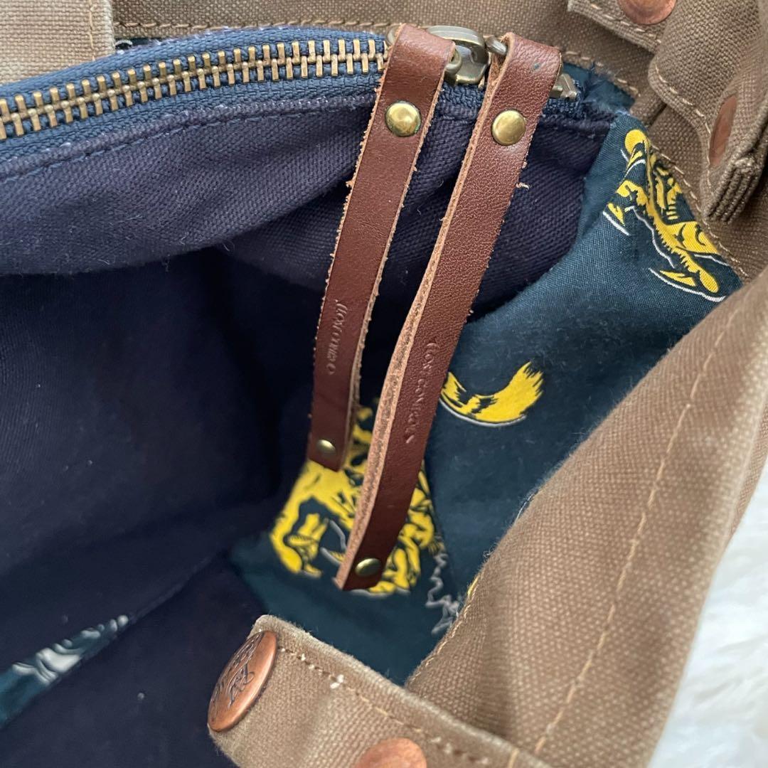 Lost Control キャンバストートバッグ 2way ブラウン