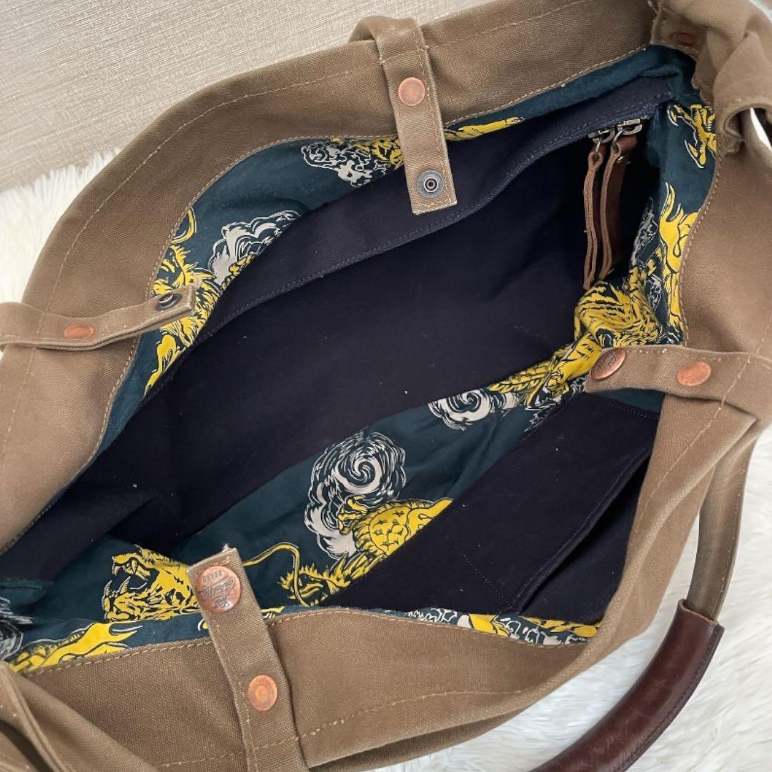 Lost Control キャンバストートバッグ 2way ブラウン