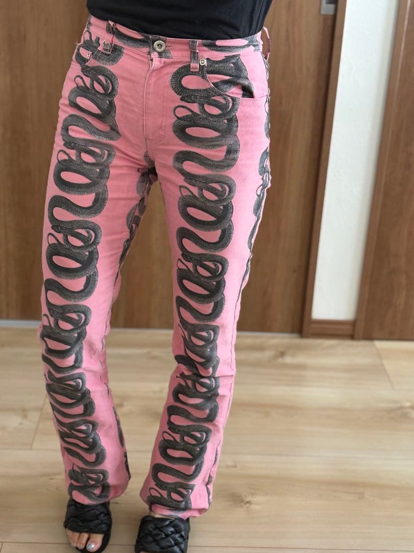 超希少！ヒステリックグラマーピンク★蛇（スネーク）模様 デニムパンツ（M）