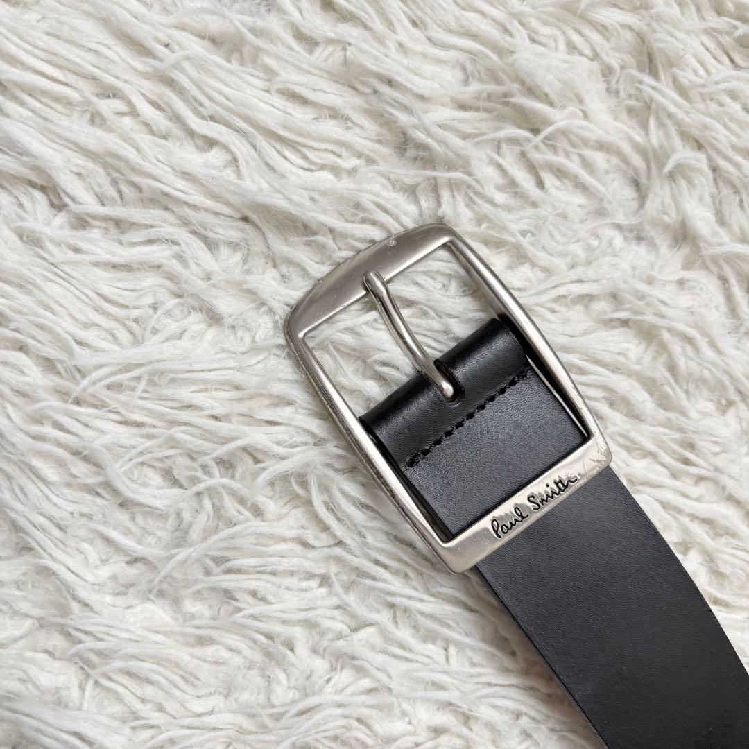 良品　ポールスミス スクエア シルバーバックル レザーベルト ブラック 日本製