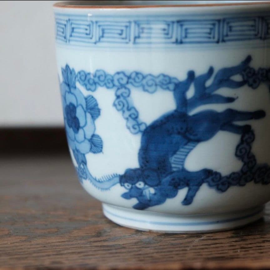 大明成化年製　古伊万里　花文染付火鉢　李朝　高麗　明代　祥瑞　蕎麦猪口　茶碗