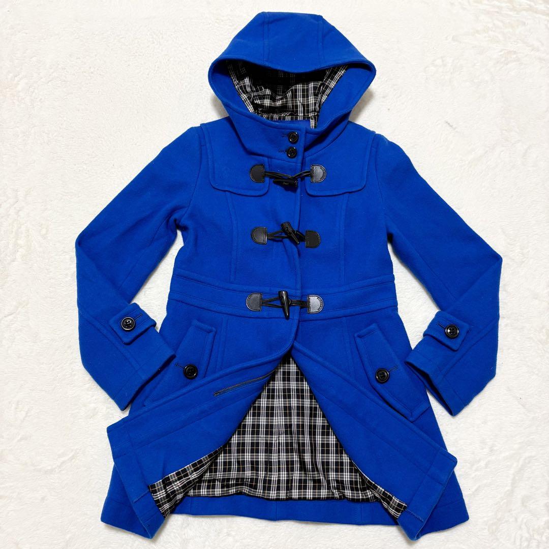 後期モデル　バーバリーブルーレーベル　ダッフルコート　ノバチェック　青　M