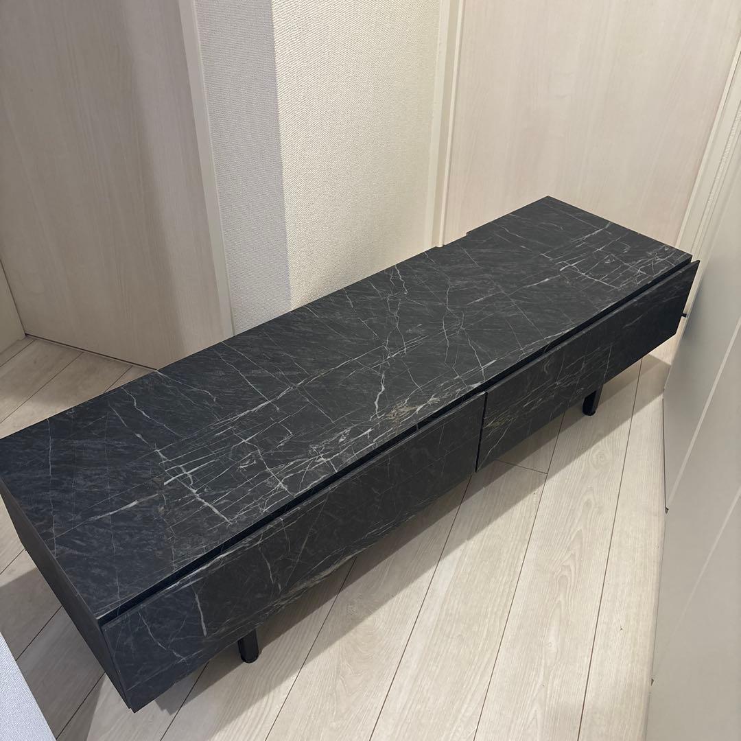 黒色マーブル調テレビ台 引き出し付き140cm